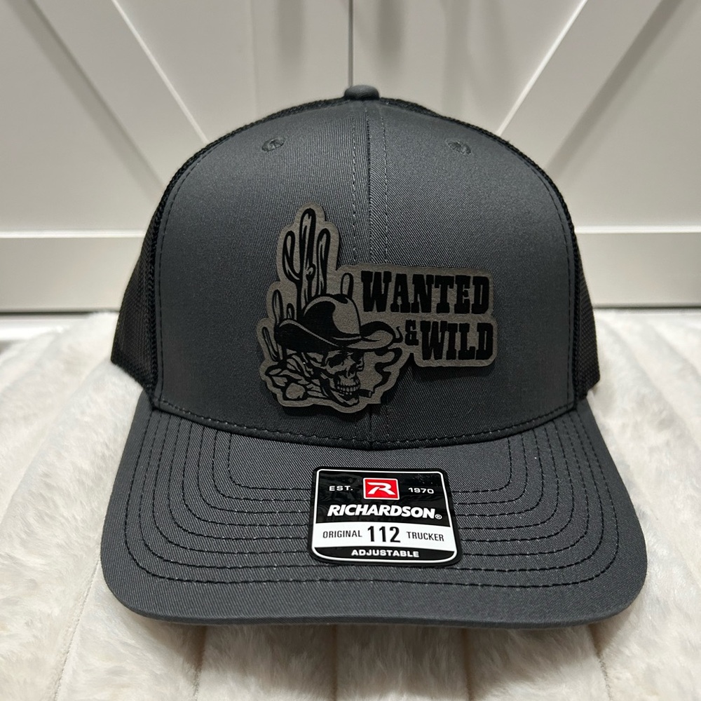 Wanted & Wild Laser engraved Richardson 112 trucker hat.